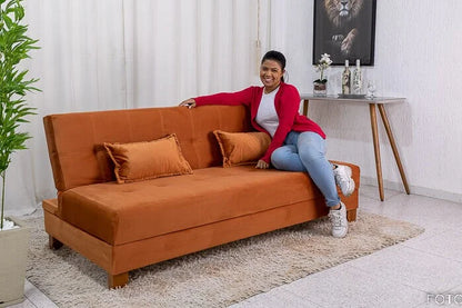Sofá Cama Arpoador Veludo Terracota 12116 Larg. 1.85m