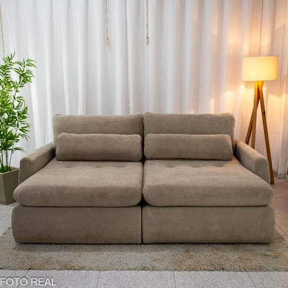 Sofá Retrátil Amaranto Premium 2.30m Bege 06 – Sem Caixa