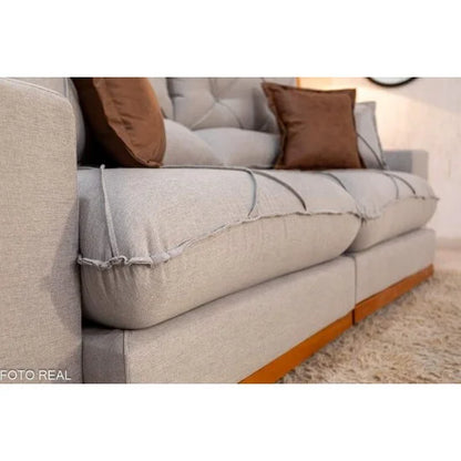Sofá Retrátil Reclinável Gran Bello 2.50m Linho Cinza – Molas Ensacadas